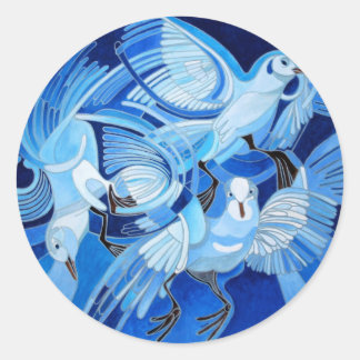 Tumbler Pigeons in Cerulean Blue Classic Round Sticker