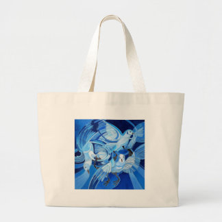Tumbler Pigeons in Cerulean Blue Large Tote Bag
