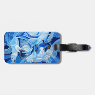 Tumbler Pigeons in Cerulean Blue Luggage Tag