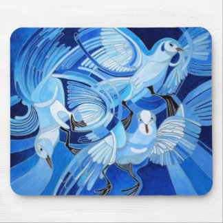 Tumbler Pigeons in Cerulean Blue Mouse Mat