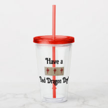 Tumbler with mahjong - a pung red dragon tiles