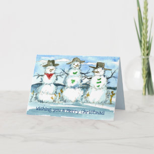 Tumbleweed Snowman Merry Christmas Card