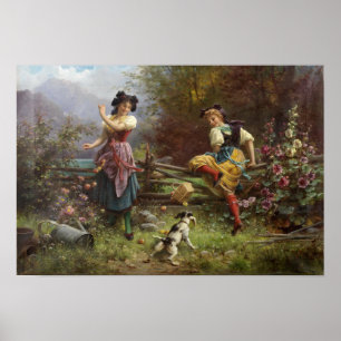 Tumbling Apples by Hans Zatzka - poster