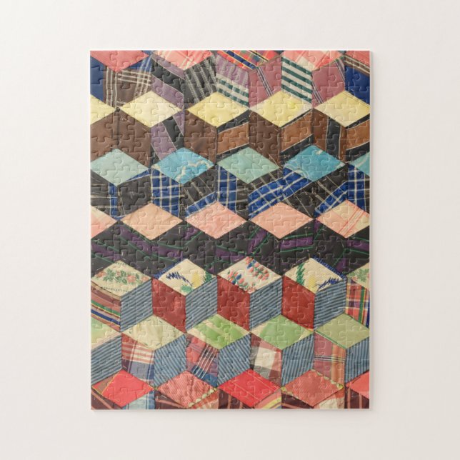 Tumbling blocks quilt  jigsaw puzzle (Vertical)