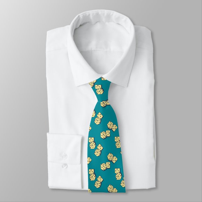 Tumbling Dice Gambling Teal Two-sided Tie (Tied)