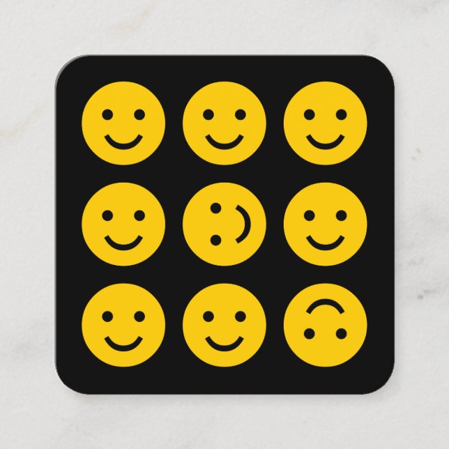 Tumbling Emojis - Amber on Black Square Business Card (Front)