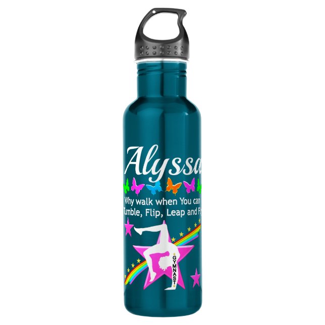 TUMBLING GYMNAST PERSONALIZED WATER BOTTLE (Front)