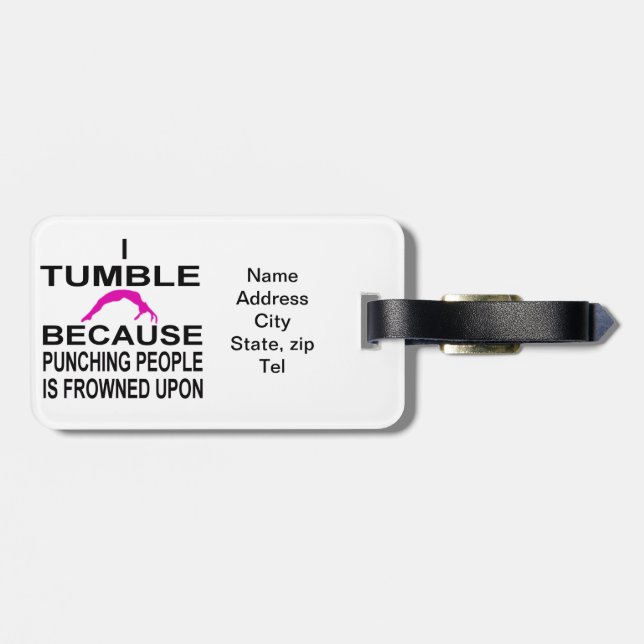 Tumbling gymnastics bag luggage tag (Back Horizontal)