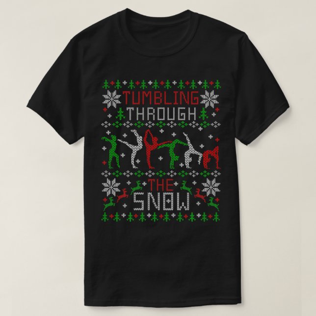 Tumbling Gymnastics Ugly Christmas Sweater Party  (Design Front)