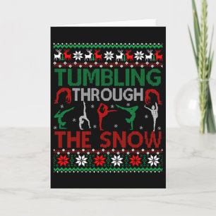 Tumbling Gymnastics Ugly Christmas Sweater Party  Card