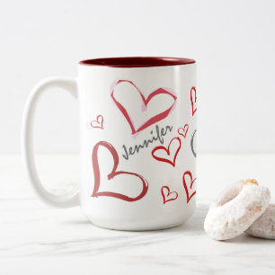 Tumbling Hearts Two-Tone Coffee Mug