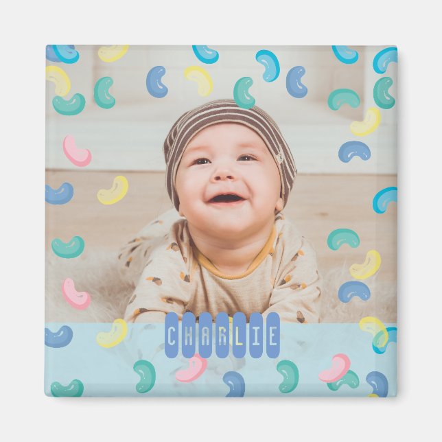 Tumbling Jelly Beans Cute Custom Baby Photo Magnet (Front)