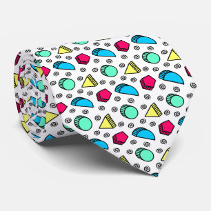 Tumbling Neo Memphis Style Shapes Pattern Tie