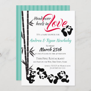 Tumbling Panda Baby Shower Invitation