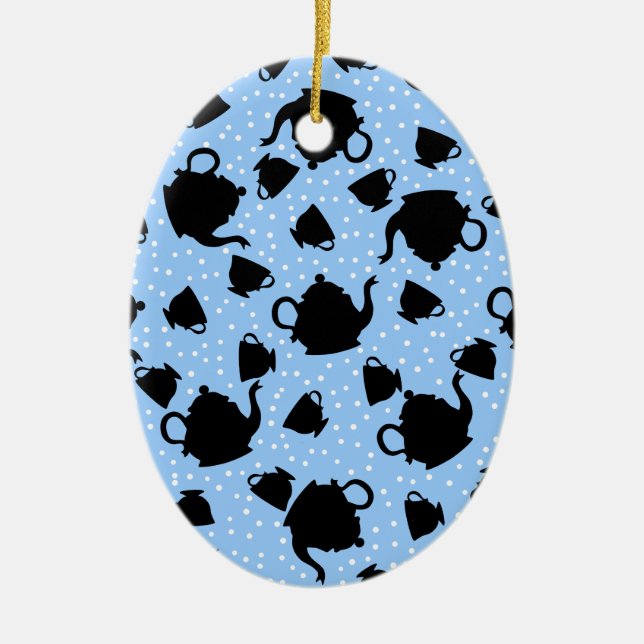 Tumbling Tea Party Ceramic Tree Decoration (Front)