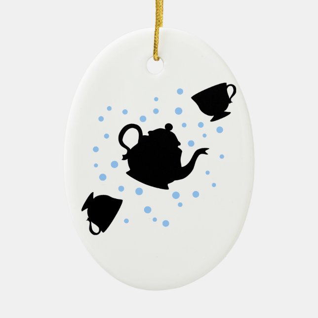 Tumbling Tea Party Ceramic Tree Decoration (Front)