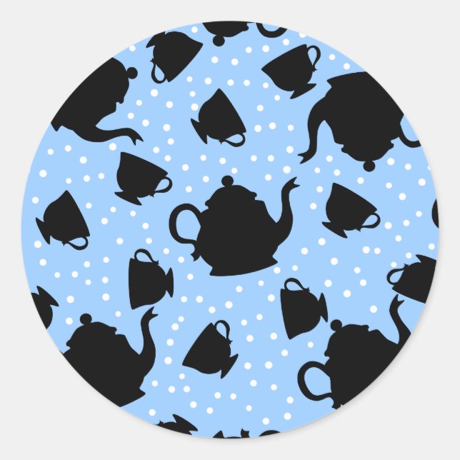 Tumbling Tea Party Classic Round Sticker (Front)