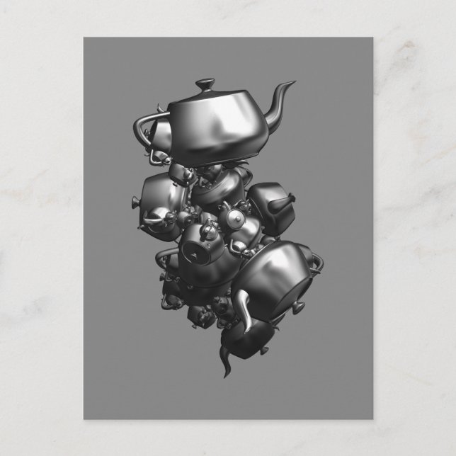 Tumbling teapots fractal post card (Front)