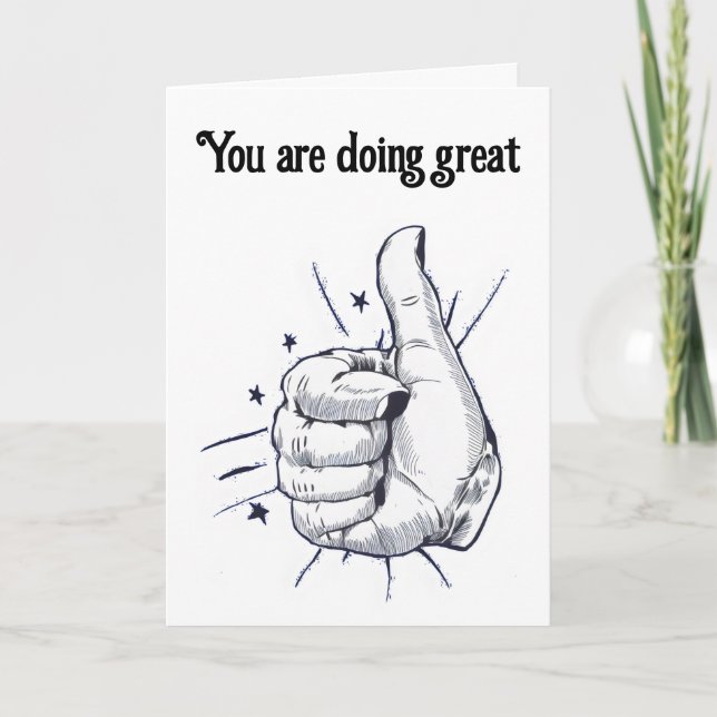 Tumbs up pen drawing card (Front)