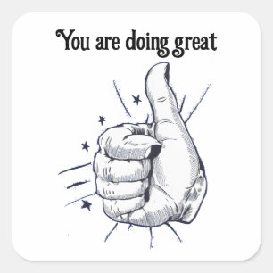 Tumbs up pen drawing square sticker