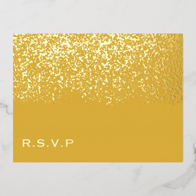 Tumeric and Gold Foil Wedding RSVP Foil Holiday Postcard (Front)