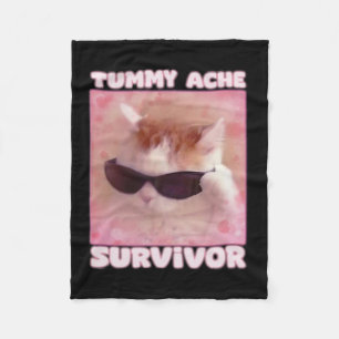 Tummy Ache Survivor Cat Funny  Fleece Blanket