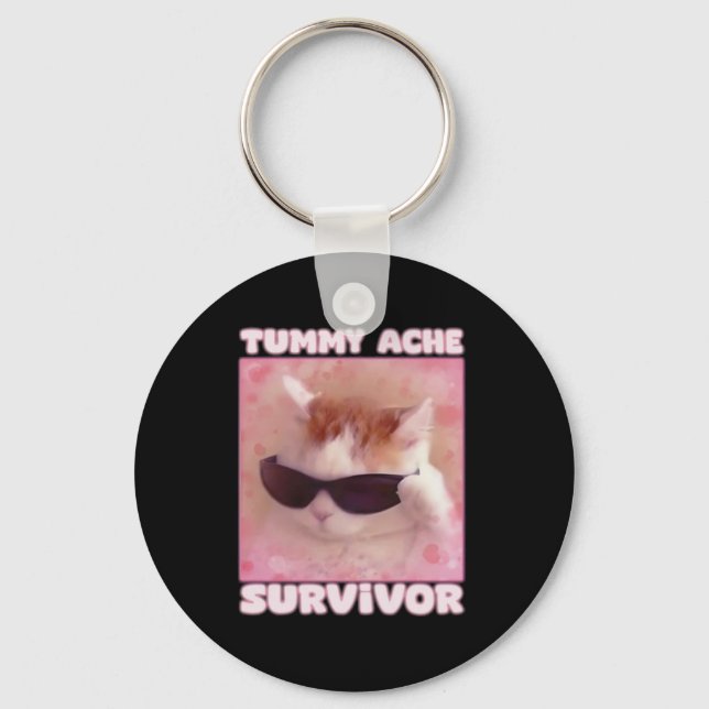 Tummy Ache Survivor Cat Funny  Key Ring (Front)