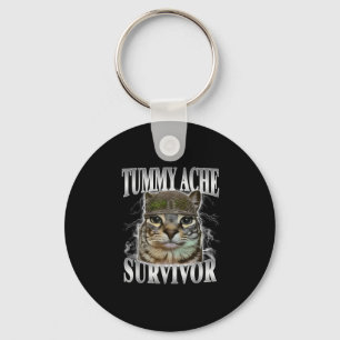 Tummy Ache Survivor Funny Cat Meme  Key Ring