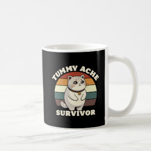 Tummy Ache Survivor Funny Sad Cat Retro Sunset Mug
