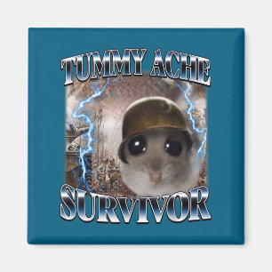 Tummy Ache Survivor Hamster Meme Funny Saying Hams Magnet