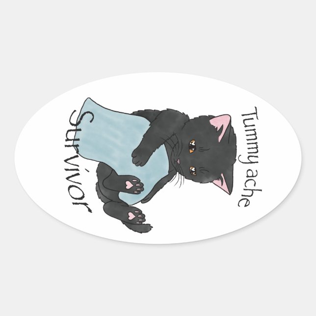 Tummy Ache Survivor Oval Sticker (Front)