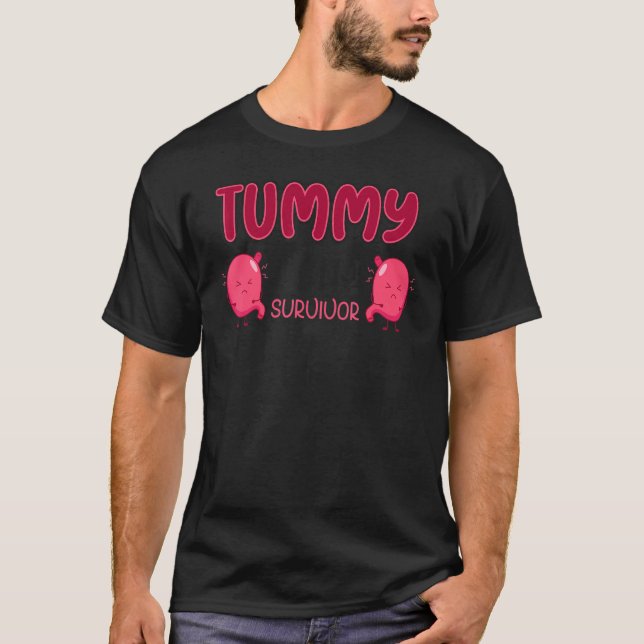 Tummy Ache Survivor Stomachache Awareness Apparel  T-Shirt (Front)