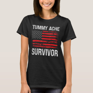 Tummy Ache Survivor Stomachache US Flag Distressed T-Shirt