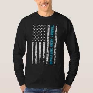 Tummy Ache Survivor USA Flag IBS Stomachache T-Shirt