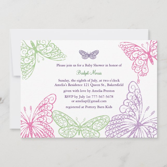 Tummy Flutters Baby Shower Invitation (Front)