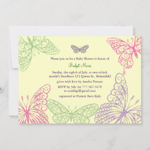 Tummy Flutters Baby Shower Invitation yellow
