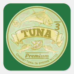 Tuna can pop art tinned fish square sticker