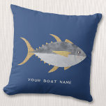 Tuna Fish Boat Name Cushion<br><div class="desc">Fun Tuna fish with a cheeky smile,  perfect for your boat or beach house.  Original art by Nic Squirrell. Change the boat name or text to personalise.</div>