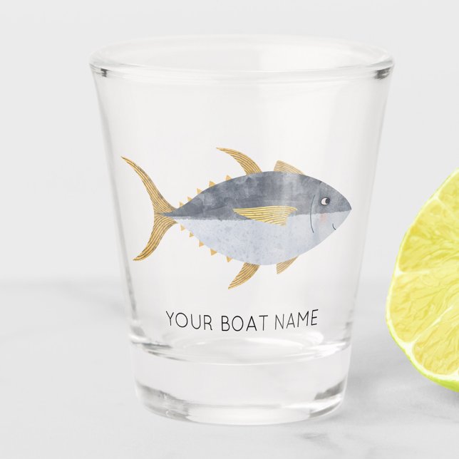 Tuna Fish Boat Name Shot Glass (Creator Uploaded)
