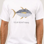 Tuna Fish Boat Name T-Shirt<br><div class="desc">Fun Tuna fish with a cheeky smile,  perfect for those who like fish,  food and fishing.  Original art by Nic Squirrell. Change the boat name or text to personalise.</div>