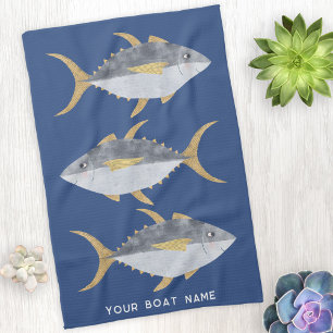 Tuna Fish Boat Name Tea Towel
