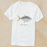 Tuna Fish Personalised T-Shirt<br><div class="desc">Fun Tuna fish with a cheeky smile,  perfect for those who like fish,  food and fishing.  Original art by Nic Squirrell. Change the name or text to personalise.</div>