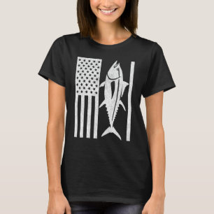 Tuna Fishing  American Flag Bluefin Tuna Fisherman T-Shirt