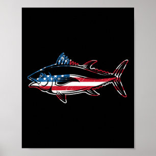 Tuna Fishing American Flag Giant Bluefin Fish Fish Poster