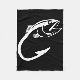 Tuna Hook Minimal Fisher Man Fishing Lover Fleece Blanket