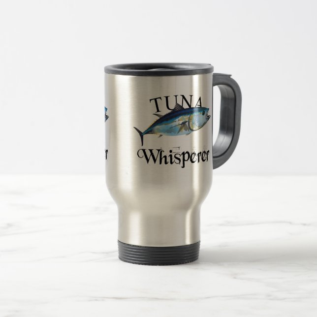Tuna Whisperer Light Coloured Travel Mug (Front Right)