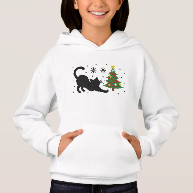 Tuna & Xmas – Pixel Knitted Cat Hoodie (Front)