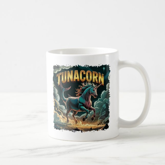 Tunacorn Illustration – Tuna Unicorn Funny Animal Coffee Mug (Right)