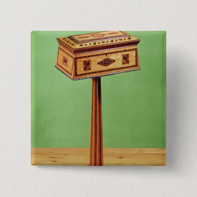 Tunbridge-ware tea poy 15 cm square badge (Front)