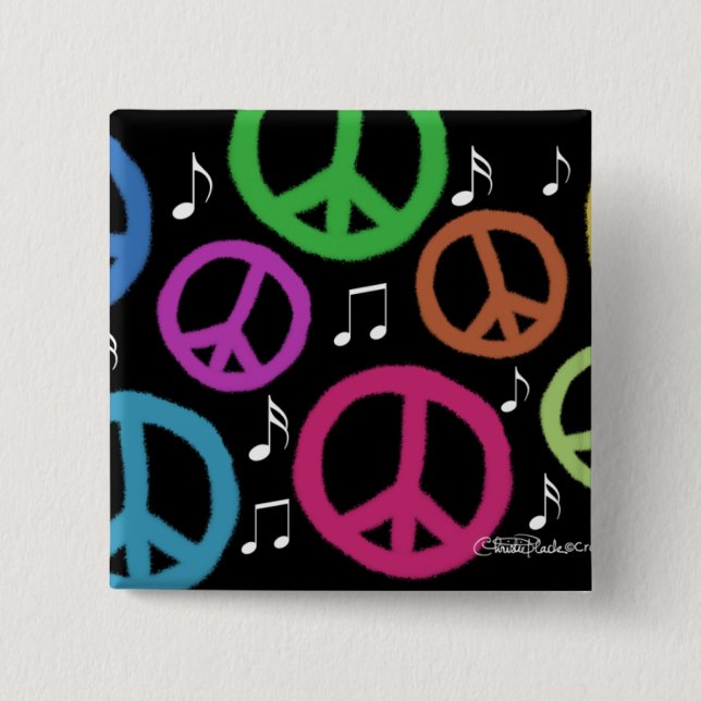 Tune in to Peace! 15 Cm Square Badge (Front)